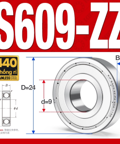 Vòng bi - bạc đạn mini S609-ZZ (Tốc độ cao - Inox 440C -  9*24*7 mm)