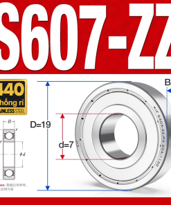 Vòng bi - bạc đạn mini S607-ZZ (Tốc độ cao - Inox 440C -  7*19*6 mm)