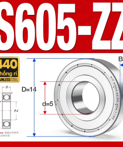 Vòng bi - bạc đạn mini S605-ZZ (Tốc độ cao - Inox 440C -  5*14*5 mm)