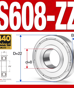 Vòng bi - bạc đạn mini S608-ZZ (Tốc độ cao - Inox 440C -  8*22*7 mm)
