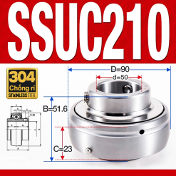 Vòng bi gối SSUC210 (Inox 304 - Đường kính trong 50 mm)