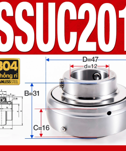 Vòng bi gối SSUC201 (Inox 304 - Đường kính trong 12 mm)