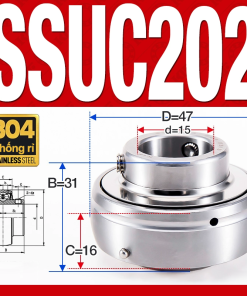 Vòng bi gối SSUC202 (Inox 304 - Đường kính trong 15 mm)