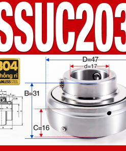 Vòng bi gối SSUC203 (Inox 304 - Đường kính trong 17 mm)