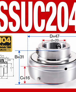 Vòng bi gối SSUC204 (Inox 304 - Đường kính trong 20 mm)