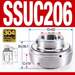 Vòng bi gối SSUC206 (Inox 304 - Đường kính trong 30 mm)
