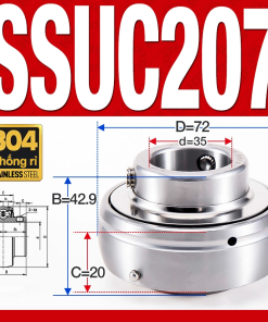 Vòng bi gối SSUC207 (Inox 304 - Đường kính trong 35 mm)