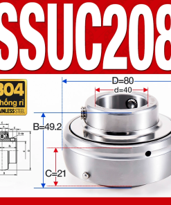 Vòng bi gối SSUC208 (Inox 304 - Đường kính trong 40 mm)