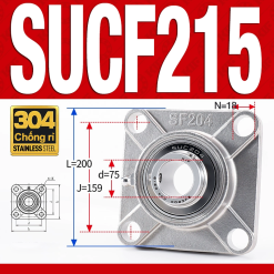 Gối đỡ vòng bi SUCF215 (Inox 304 - Đường kính trong 75 mm)