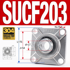 Gối đỡ vòng bi SUCF203 (Inox 304 - Đường kính trong 17 mm)