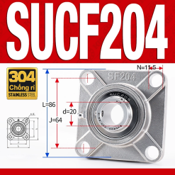 Gối đỡ vòng bi SUCF204 (Inox 304 - Đường kính trong 20 mm)