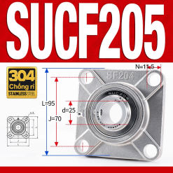 Gối đỡ vòng bi SUCF205 (Inox 304 - Đường kính trong 25 mm)