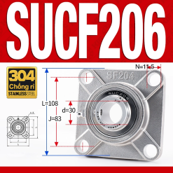Gối đỡ vòng bi SUCF206 (Inox 304 - Đường kính trong 30 mm)