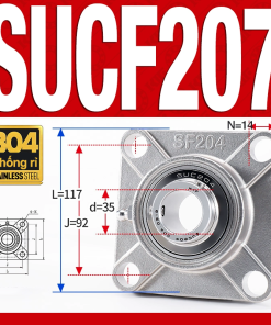 Gối đỡ vòng bi SUCF207 (Inox 304 - Đường kính trong 35 mm)