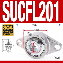 Gối đỡ vòng bi SUCFL201 (Inox 304 - Đường kính trong 12 mm)
