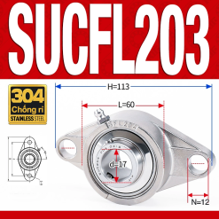 Gối đỡ vòng bi SUCFL203 (Inox 304 - Đường kính trong 17 mm)