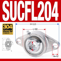 Gối đỡ vòng bi SUCFL204 (Inox 304 - Đường kính trong 20 mm)