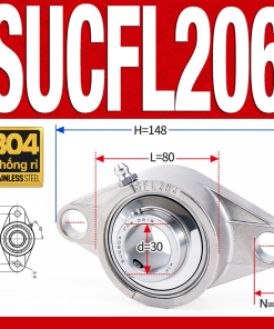 Gối đỡ vòng bi SUCFL206 (Inox 304 - Đường kính trong 30 mm)