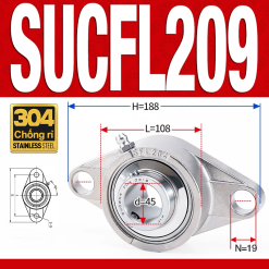 Gối đỡ vòng bi SUCFL209 (Inox 304 - Đường kính trong 45 mm)