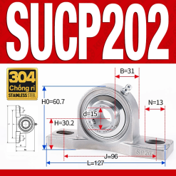 Gối đỡ vòng bi SUCP202 (Inox 304 - Đường kính trong 15 mm)