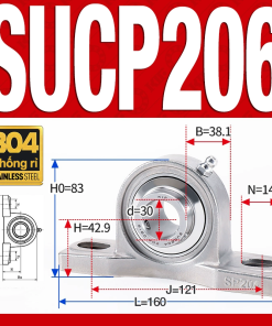 Gối đỡ vòng bi SUCP206 (Inox 304 - Đường kính trong 30 mm)