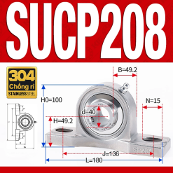 Gối đỡ vòng bi SUCP208 (Inox 304 - Đường kính trong 40 mm)
