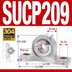 Gối đỡ vòng bi SUCP209 (Inox 304 - Đường kính trong 45 mm)
