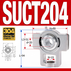 Gối đỡ vòng bi SUCT204 (Inox 304 - Đường kính trong 20 mm)