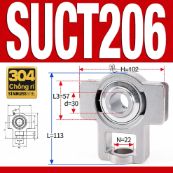 Gối đỡ vòng bi SUCT206 (Inox 304 - Đường kính trong 30 mm)