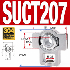 Gối đỡ vòng bi SUCT207 (Inox 304 - Đường kính trong 35 mm)