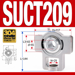 Gối đỡ vòng bi SUCT209 (Inox 304 - Đường kính trong 45 mm)