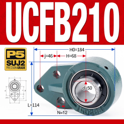 Gối đỡ vòng bi UCFB210 (Mỏng nhẹ - Đường kính trong 50 mm)