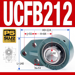 Gối đỡ vòng bi UCFB212 (Mỏng nhẹ - Đường kính trong 60 mm)