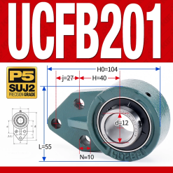 Gối đỡ vòng bi UCFB201 (Mỏng nhẹ - Đường kính trong 12 mm)
