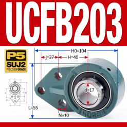 Gối đỡ vòng bi UCFB203 (Mỏng nhẹ - Đường kính trong 17 mm)