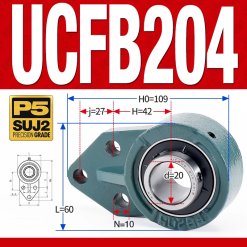 Gối đỡ vòng bi UCFB204 (Mỏng nhẹ - Đường kính trong 20 mm)