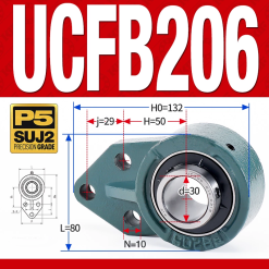 Gối đỡ vòng bi UCFB206 (Mỏng nhẹ - Đường kính trong 30 mm)