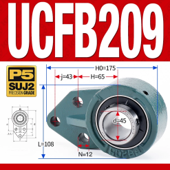 Gối đỡ vòng bi UCFB209 (Mỏng nhẹ - Đường kính trong 45 mm)