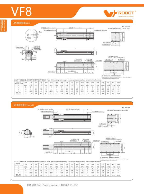 VF8 Module truyền động tuyến tính vít me Dòng VF (Chống xoắn) 2 00220VF8204 4K dH 2
