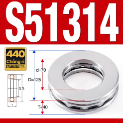 Vòng bi - bạc đạn S51314 (Chặn trục - Inox440C - 70*125*40 mm)
