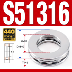Vòng bi - bạc đạn S51316 (Chặn trục - Inox440C - 80*140*44 mm)