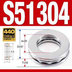 Vòng bi - bạc đạn S51304 (Chặn trục - Inox440C - 20*47*18 mm)