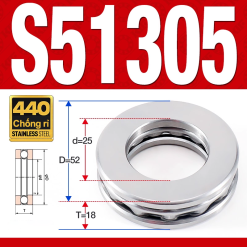 Vòng bi - bạc đạn S51305 (Chặn trục - Inox440C - 25*52*18 mm)