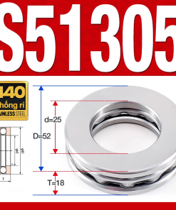 Vòng bi - bạc đạn S51305 (Chặn trục - Inox440C - 25*52*18 mm)