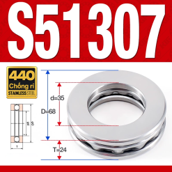 Vòng bi - bạc đạn S51307 (Chặn trục - Inox440C - 35*68*24 mm)