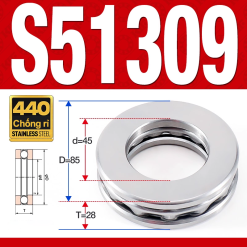 Vòng bi - bạc đạn S51309 (Chặn trục - Inox440C - 45*85*28 mm)