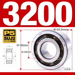 Vòng bi - bạc đạn 3200 (Không phớt -  10*30*14.3 mm)