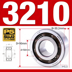 Vòng bi - bạc đạn 3210 (Không phớt -  50*90*30.2 mm)