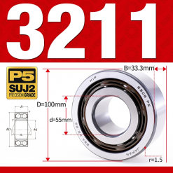 Vòng bi - bạc đạn 3211 (Không phớt - 55*100*33,3 mm)