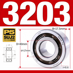 Vòng bi - bạc đạn 3203 (Không phớt -  17*40*17,5 mm)